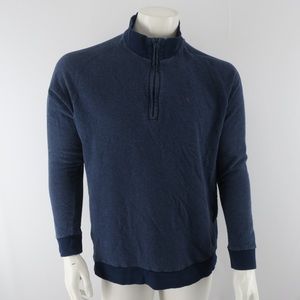 Criquet 1/4 Zip Pullover Sweater Mens‎ Large Blue 100% Cotton